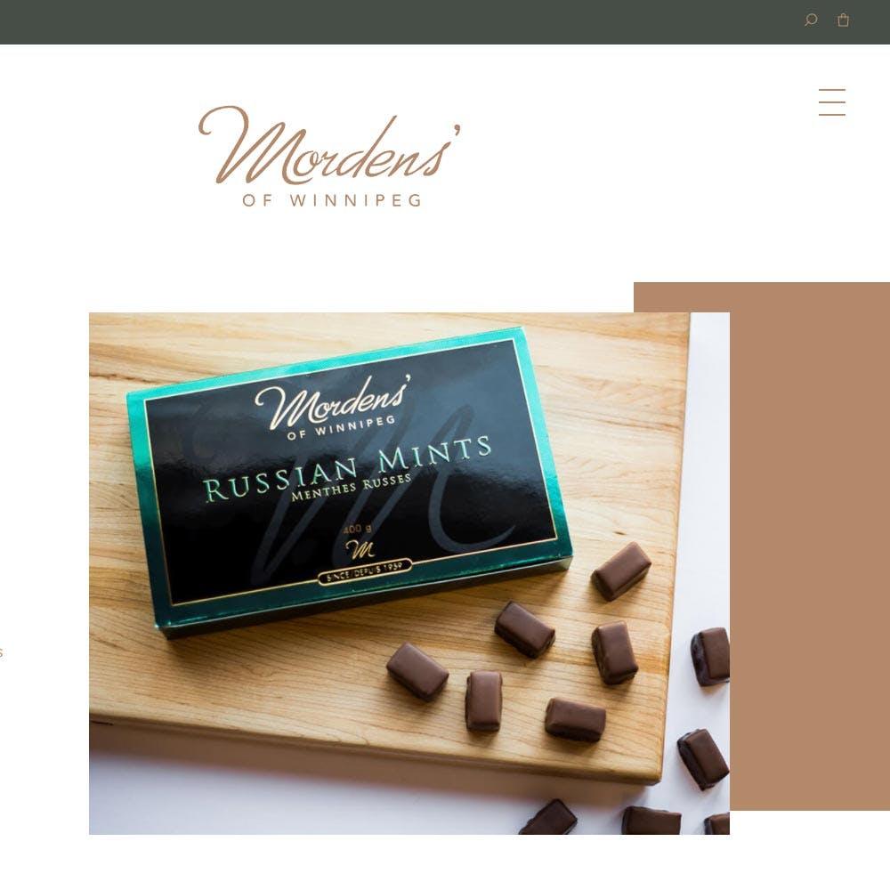 Preview of Mordens' Chocolate's website